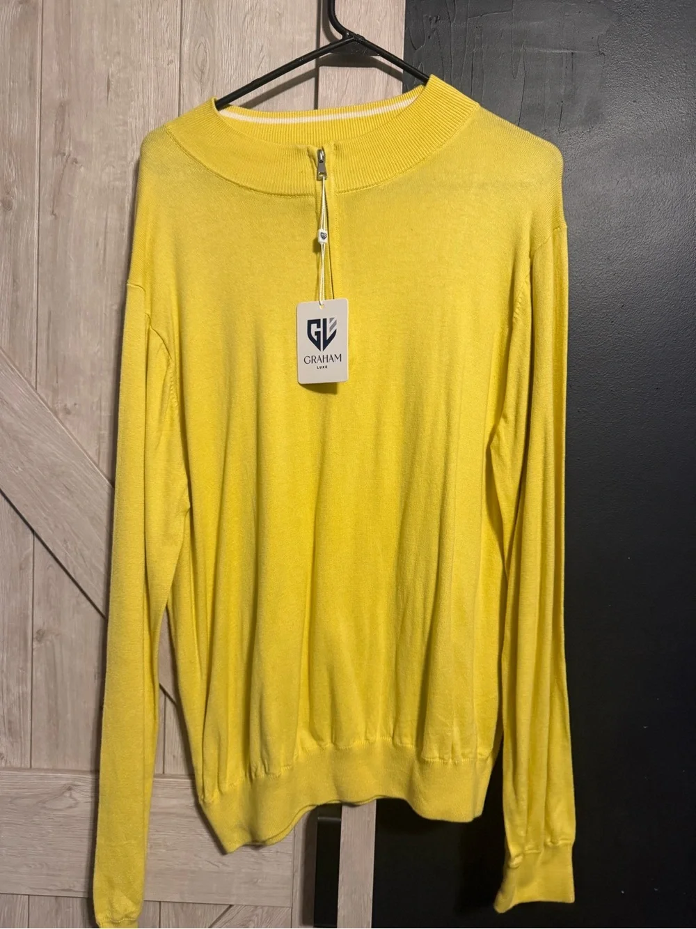 Graham Men’s Yellow Zip-Front Cardigan XL Sweater